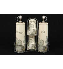 240F1222 Керамічний набір для сервіровки (сільниця, перечниця, оцет, олія)
